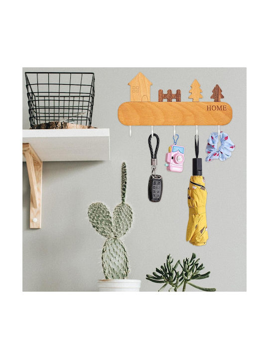 Alista Home Agățătoare Chei De Perete Din Lemn 5 Compartimente 13.5x23cm