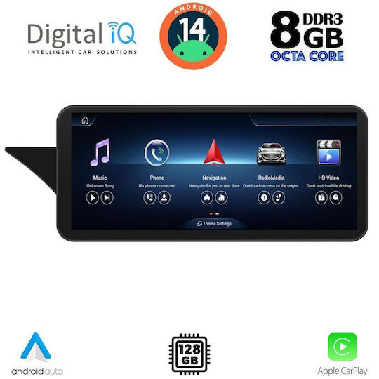 Digital IQ Car Audio System for Mercedes-Benz E Class 2009-2012 Bluetooth USB WiFi GPS Apple CarPlay Android Auto with 12.3" Touch Screen