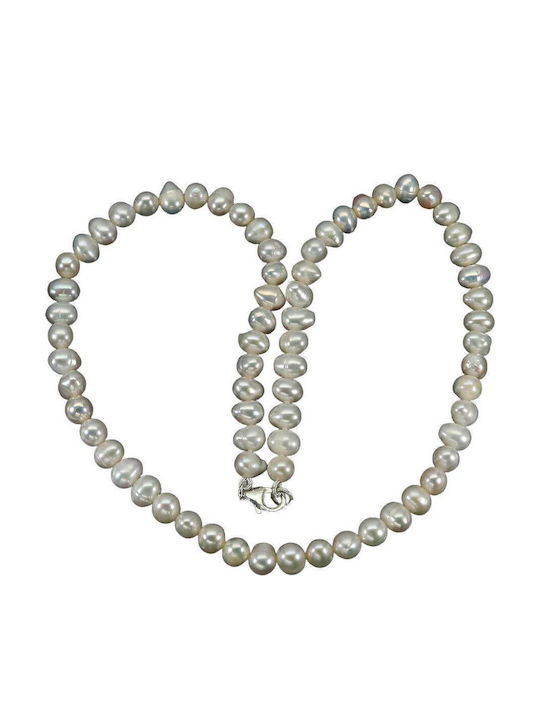 Cream Baroque Natural Pearl Silver Necklace Cream Baroque Natural Pearl Silver Necklace