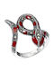 925 Stunning Silver Enamel Natural Marcasite Ring Size 17 Snake