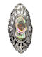 925 Stunning Silver Ring Natural Marcasites Pearl Mass Size 15