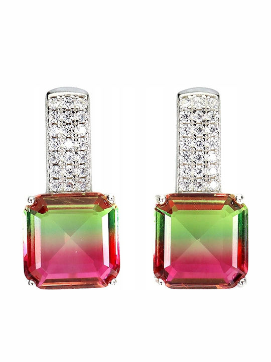 Delicate 925 Silver Earrings Synthetic Tourmalines Zirconia 3