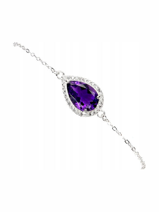 Delicate 925 Bracelet Natural Amethyst Zircon Elegant Stunning