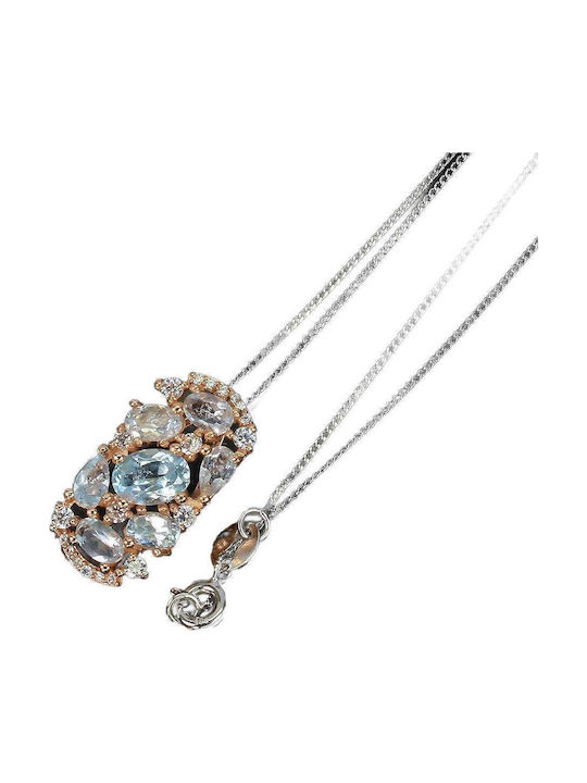 925 Silver Necklace Natural Sky Topaz Cubic Zirconia