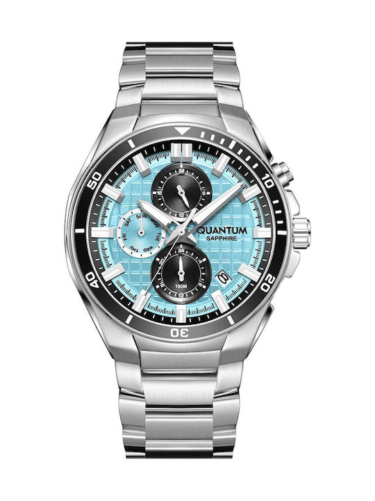 Quantum Dual Time Men's Battery Watch with Silv...