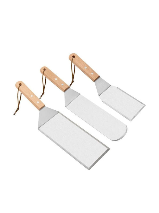 Set 3 Alista Home Metal Grill Spatulas Thin Edges Non-stick Surface Heat Resistant Ergonomic Wooden Handle 3 Shapes Hanger Gray Set 3 Alista Home Metal Grill Spatulas Thin Edges Non-stick Surface Heat Resistant Ergonomic Wooden Handle 3 Shapes Hanger Gray