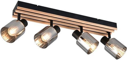 Trio Lighting Σποτ με 4 Φώτα σε Μαύρο Χρώμα