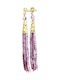 Dangling Earrings Natural Amethyst Stones Brass 3