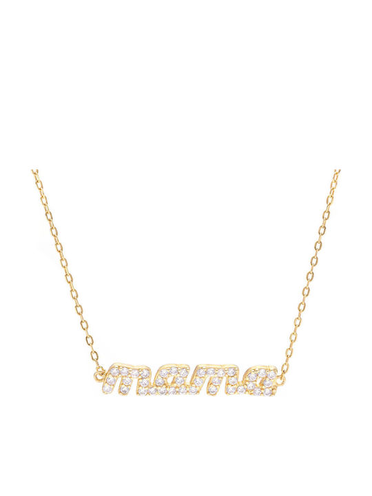 Kontopoulos Mum Necklace From Gold Plated Silver With Zircon