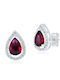 Bijou Box Silver Stud Earrings with Red Stones