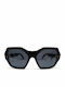 Celine Women's Sunglasses with Black Horn-Rimmed Frame and Black Lens