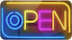 Open Επιγραφή LED Μονής Όψης 40x36cm Μπλε / Κίτρινο / Ροζ