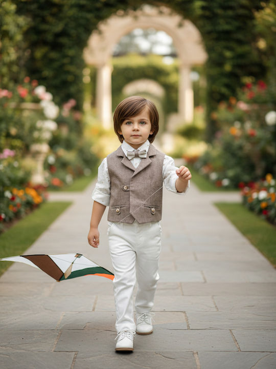 Dolce Bambini Βαπτιστικό Κοστούμι με Γιλέκο για Αγόρι Λευκό