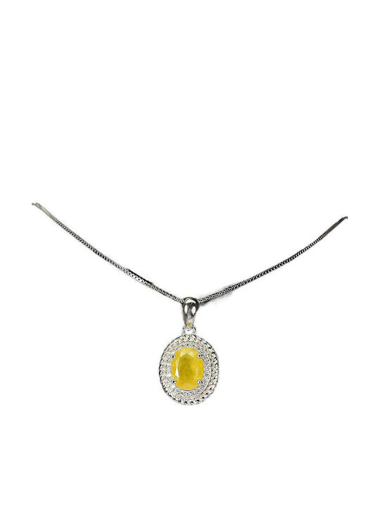 925 Necklace Zircon Silver Yellow Natural Sapphire