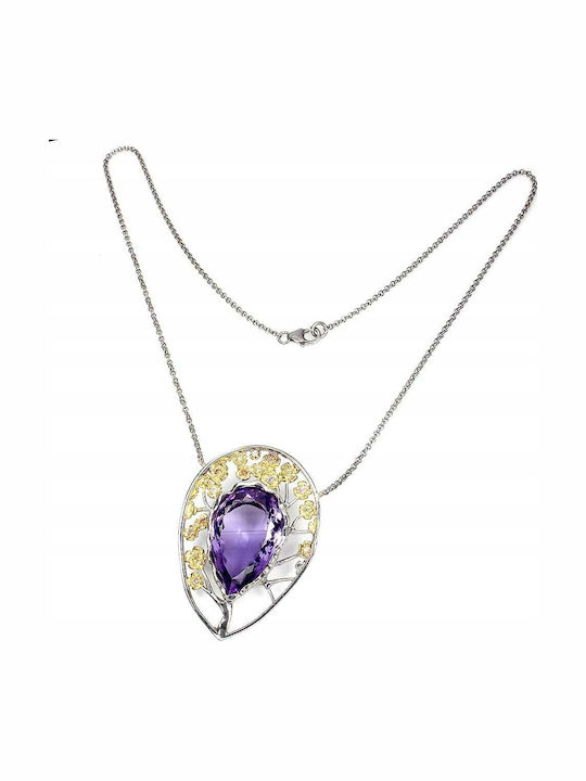 925 Necklace 30.50ct Amethyst Sapphires Certificate