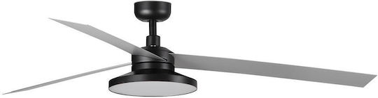 Faro Barcelona Cruiser Tak XL 2700K Ventilator De Tavan 160cm Cu Lentile De Mărire Negru/Aluminiu