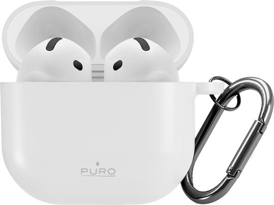 Puro Icon Silikonhülle mit Haken in Weiß für Apple AirPods 4 / 5