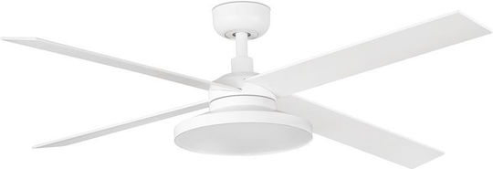 Faro Barcelona Rudder Tak 4 L 3000K Ceiling Fan 132cm with Light Fixture White/Ash