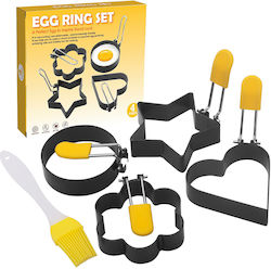 Set 4 Egg Molds Alista Home Made Steel Non-stick Coating 7.5 Cm Diameter Black Abs Handle