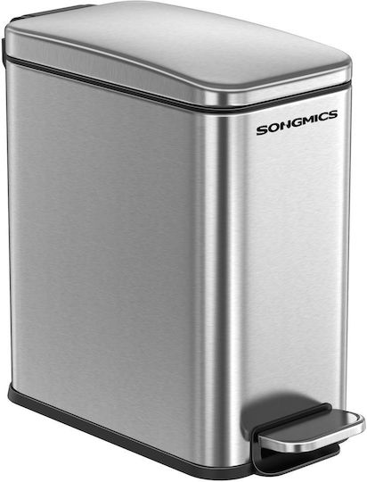Songmics Inox Καλαθάκι Μπάνιου Soft Close 5lt Ασημί