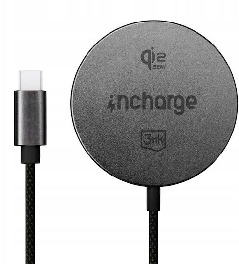 3MK Wireless Charger Qi2 25W Black Incharge Align For Android