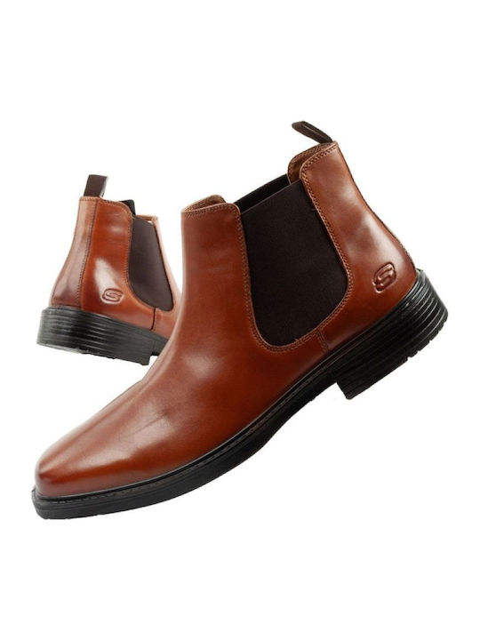 Skechers Millerboris Leather Brown Chelsea Boots
