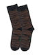Fms Women's Cotton Socks Comfort Fit Striped Pattern Black-Dark Brown