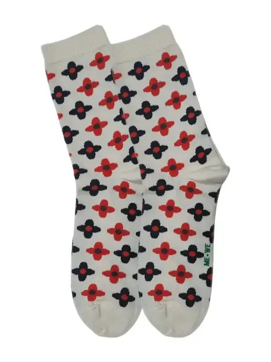 Fms Women Socks Bamboo Floral Design Multicolour