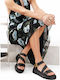 Μαύρα Flatforms Μαλακή Σόλα Χρυσή Τόκα