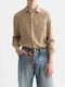 Long Sleeve Linen Shirt In Regular Fit Beige