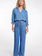 Damenhose mit Gummiband Washed Blau