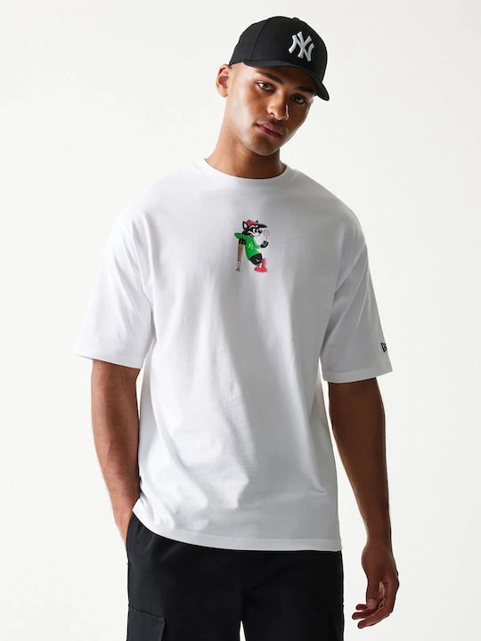 New Era Baseball Cat Character Graphic White Oversized T-shirt New Era Baseball Cat Character Graphic White Oversized T-shirt