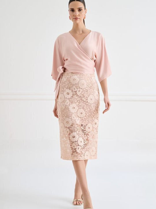 Pencil Midi Skirt Pink