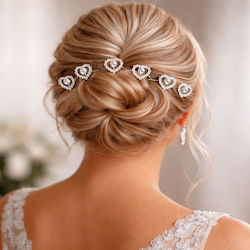 Braut-Quaff Set 6 Stück Haarnadeln Elfenbein Herzform Silber Tessa Braut-Quaff Set 6 Stück Haarnadeln Elfenbein Herzform Silber Tessa