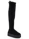 Wildleder Damenstiefel mit Pelz Schwarze