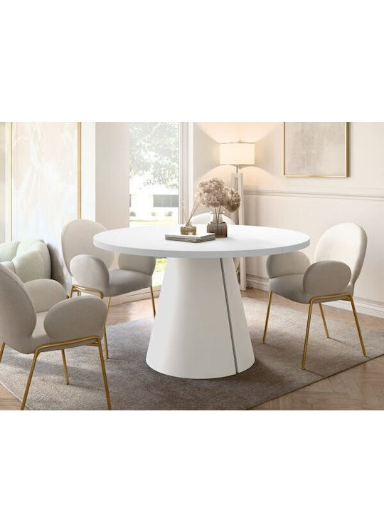 Oswego 166 Round Extendable Wooden White Dining...