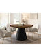 Oswego 165 Round Extendable Wooden Black Dining Room Table 76x76cm