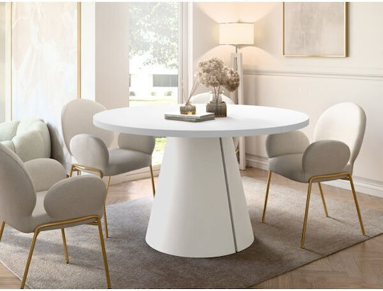 Oswego 168 Round Extendable Wooden Dining Room Table White 76x76cm