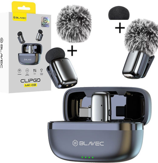 Blavec LMMK03-S Set Microfon Lavalier Wireless Clip On pentru Cameră în Culoare Argintie