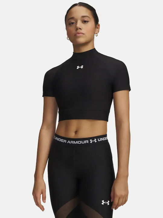Under Armour Heatgear Crop Mock Ισοθερμική Μπλούζα Μαύρη