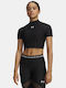 Under Armour Heatgear Crop Mock Women's Thermal Short Sleeve T-Shirt Black