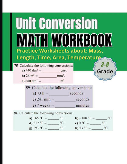 Unit Conversion Math Workbook Practice Worksheets On Mass Length Time ...