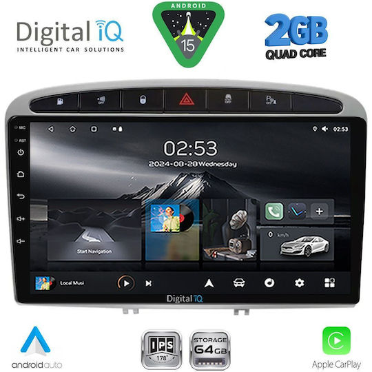 Digital IQ Car Audio System for Peugeot 308 / RCZ 2007-2012 (Bluetooth/USB/WiFi/GPS/Apple CarPlay/Android Auto) with 9" Touch Screen