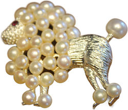 Poodle Brooch Silver Natural Pearls Garnet 925