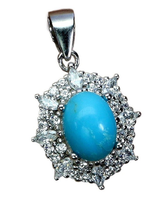 Pandantiv Delicat Elegant Argintiu Turcoaz Zircon 925