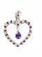 Silber Herz Anhänger Natürliche Granate Amethyst