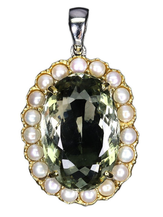Songea Silber Anhänger Natürliche 29ct Prasiolith Grüne Amethyst Perlen Schön