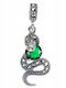 925 Pendant Elegant Delicate Natural Marcasites Green Zirconia Snake