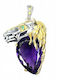 925 Anhänger Natürlicher 23,91ct Amethyst Saphir Pferd