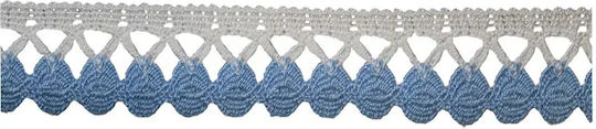 Lace 100% Cotton Colored Circles White Blue 20mm Width Price Per Meter